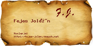 Fejes Jolán névjegykártya
